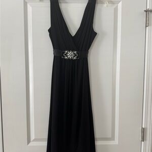 Scarlett Nite Black Maxi Dress with Embellished Belt